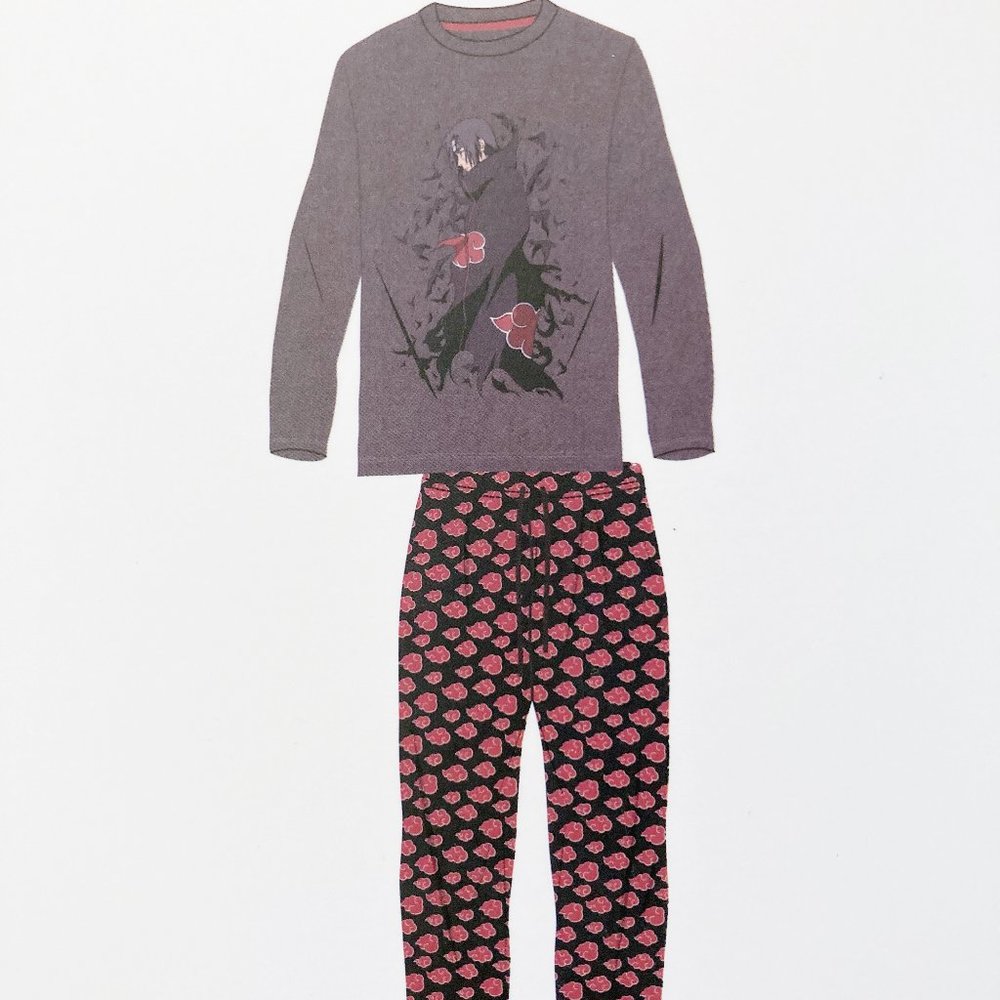 NEW Mens Juniors Naruto Itachi Akatsuki Clouds Pajama Set NWT M Anime